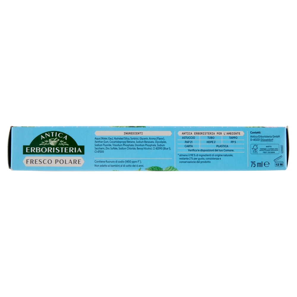 Antica Erboristeria Dentifricio Fresco Polare Menta e Zinco 75 ml
